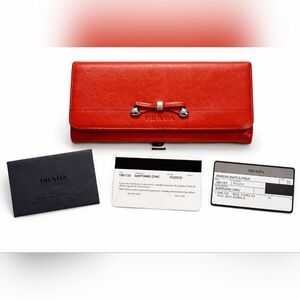 ❤️‍🔥 Prada Saffiano Chic Long Wallet – Fuoco Red | Authentic w/ COA ❤️‍🔥